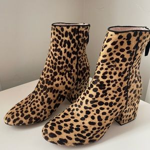 JCREW Leopard Print Calf Hair Ankle Boot Excellent Condition